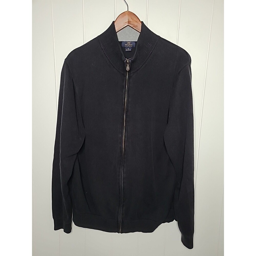 Brooks Brothers "Supima Cotton Sweater Mens XL Black Full Zip Knit Fall Winter